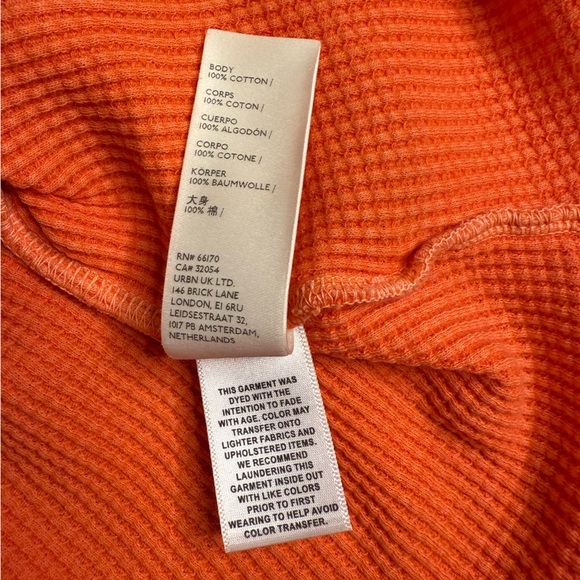 Free People We the Free What's Up Baby Waffle Tee T-Shirt XS Orange - Picture 5 of 9